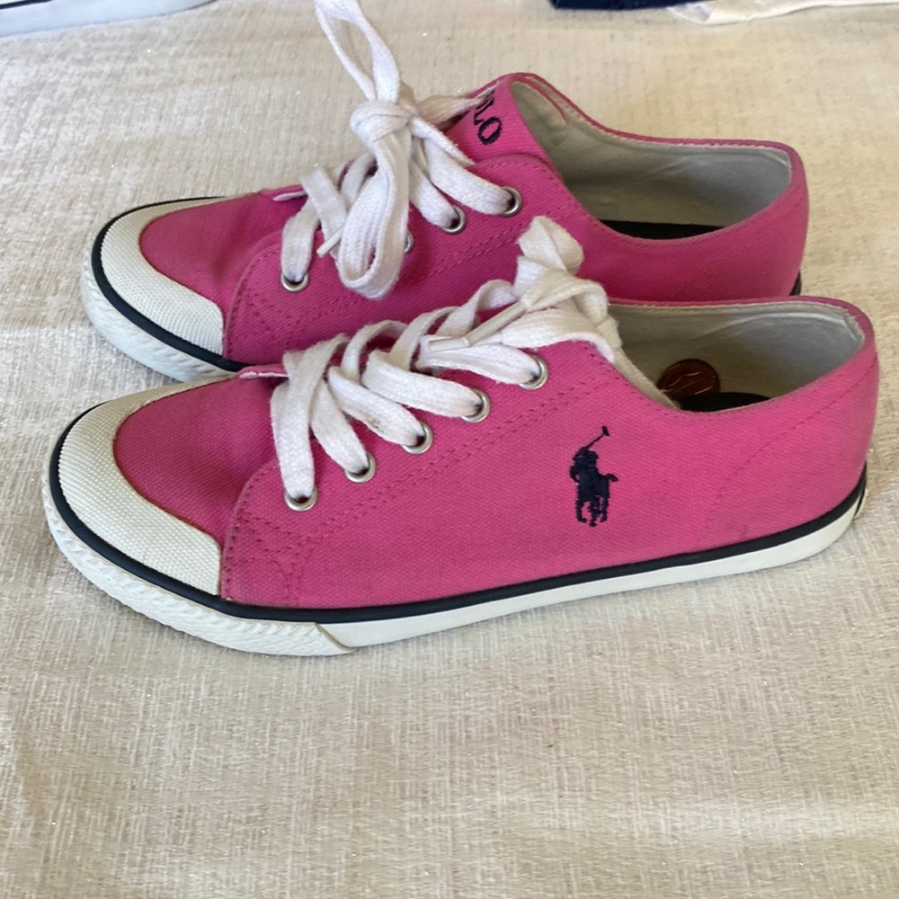 Girls, pink Ralph Lauren sneakers, size 2